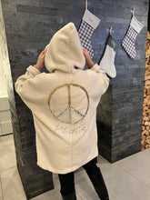 Load image into Gallery viewer, Peace Teddy Hoodie Cream
