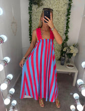 Load image into Gallery viewer, Sammie Dress Blue &amp; Pink
