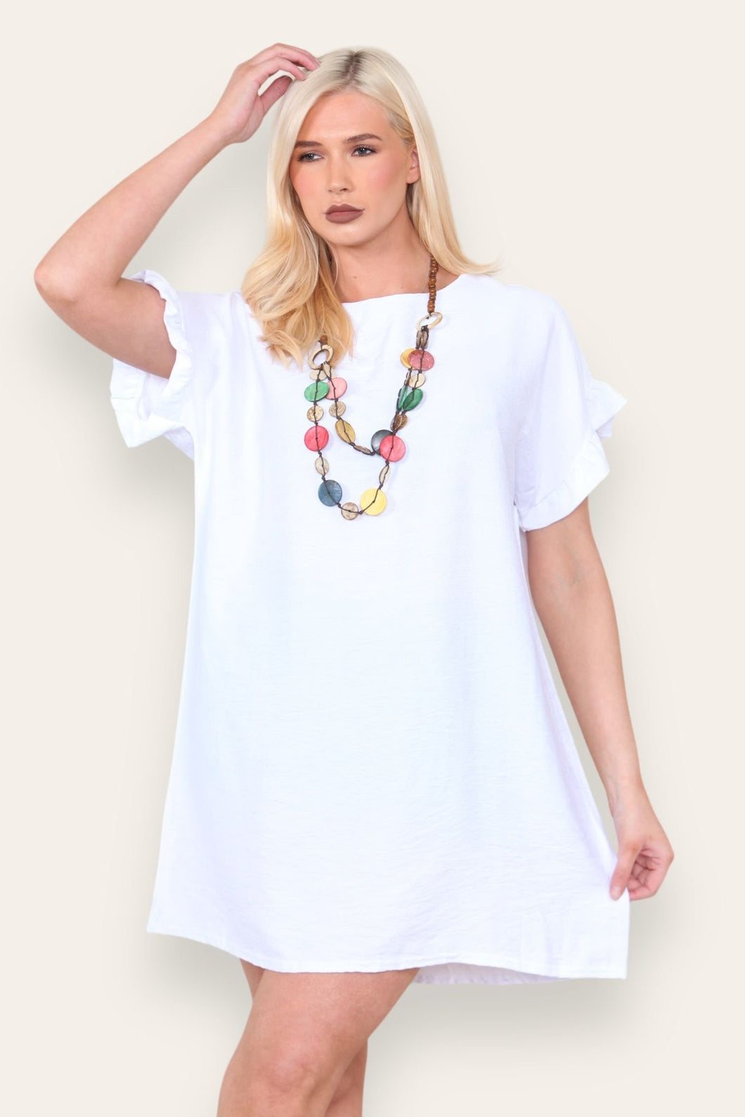 Necklace Tunic Dress White