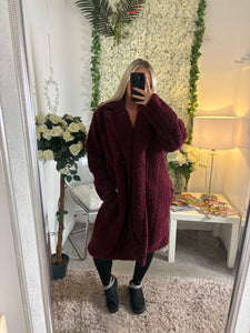 Teddy Coat Burgundy