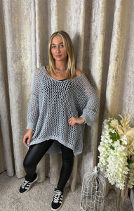 Elle Crochet Top Grey