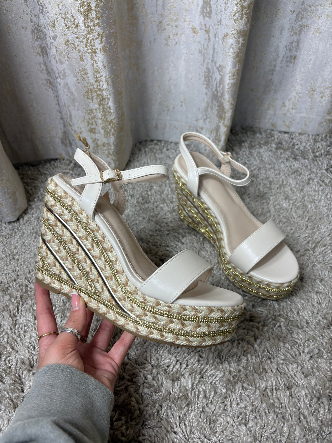 Natalie Summer Wedges Cream