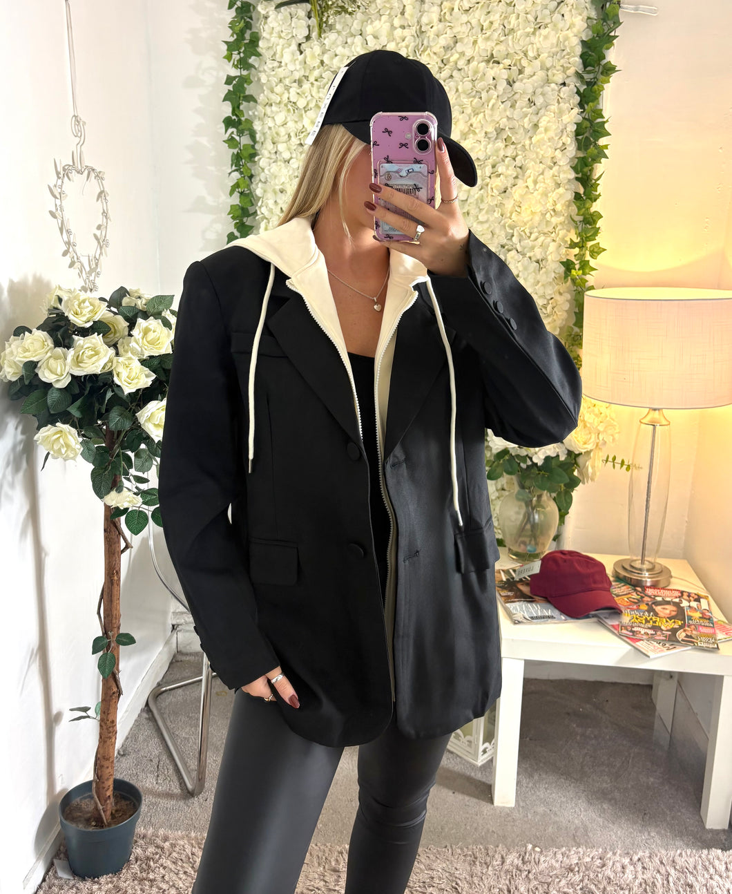 Poppy Hooded Blazer Black