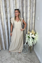 Load image into Gallery viewer, Imogen Button Frill Maxi Dress Beige
