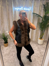 Load image into Gallery viewer, Mabel Gilet Black &amp; Brown
