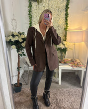 Load image into Gallery viewer, Poppy Hooded Blazer Brown
