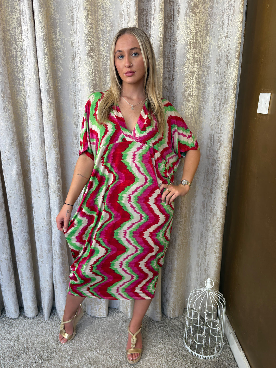 Ivy Dress Green & Red