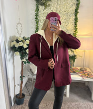 Load image into Gallery viewer, Poppy Hooded Blazer Burgundy
