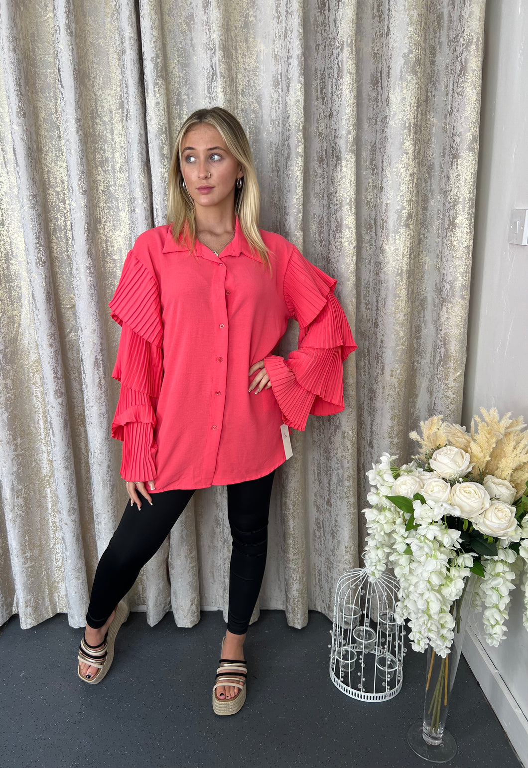 Xquisite Frill Shirt Pink